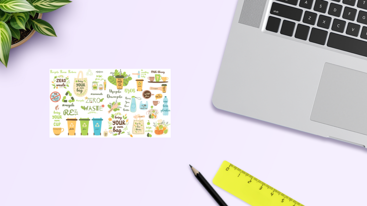 Zero Waste Sticker Sheet on a Desk (New) example