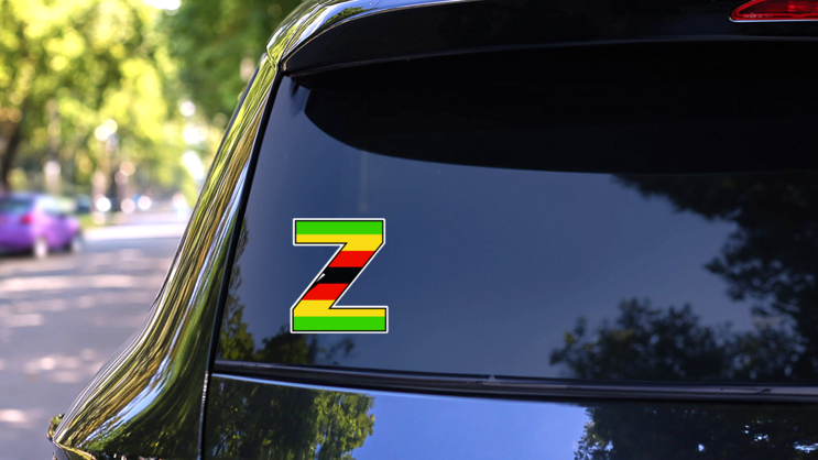 Zimbabwe Alphabet Illustration Z Sticker on a Rear Car Window (New) example