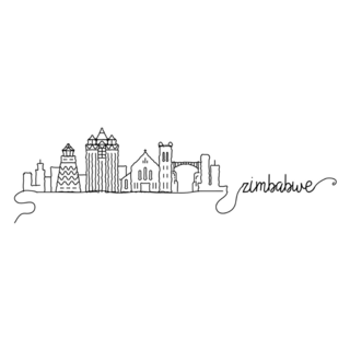 Zimbabwe City Skyline Doodle Sticker