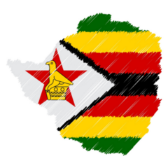 Zimbabwe Map Color Hand Drawn Sticker