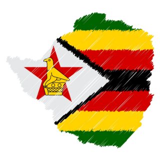 Zimbabwe Map Color Hand Drawn Sticker