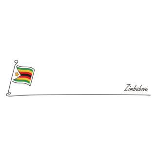 Zimbabwe National Flag Line Drawing Sticker