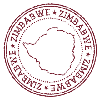 Zimbabwe Round Rubber Stamp Sticker