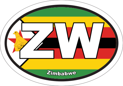 Zimbabwe Zw Flag Oval Sticker