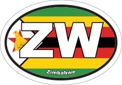 Zimbabwe Zw Flag Oval Sticker