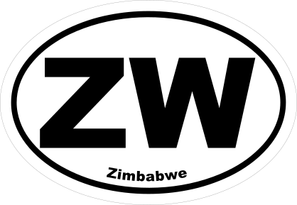 Zimbabwe Zw Oval Sticker