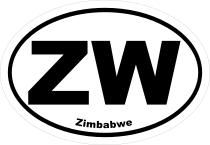 Zimbabwe Zw Oval Sticker