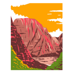 Zion Canyon In Zion National Park Utah Illustration Sticker