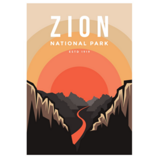 Zion National Park Poster Illustration Sticker