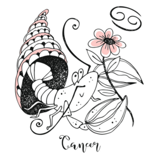 Zodiac Cancer Cute Crustacean Flower Sticker