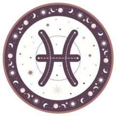 Zodiac Horoscope Sign Pisces In Round Frame Sticker