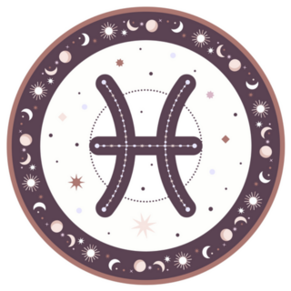 Zodiac Horoscope Sign Pisces In Round Frame Sticker