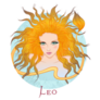 Zodiac Illustration Leo Beautiful Girl Lion Hair Sticker