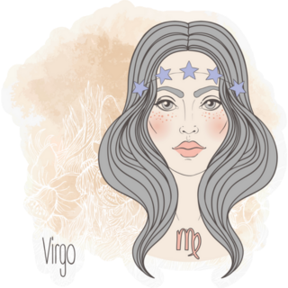 Zodiac: Illustration Of Virgo Girl Painted Sticker