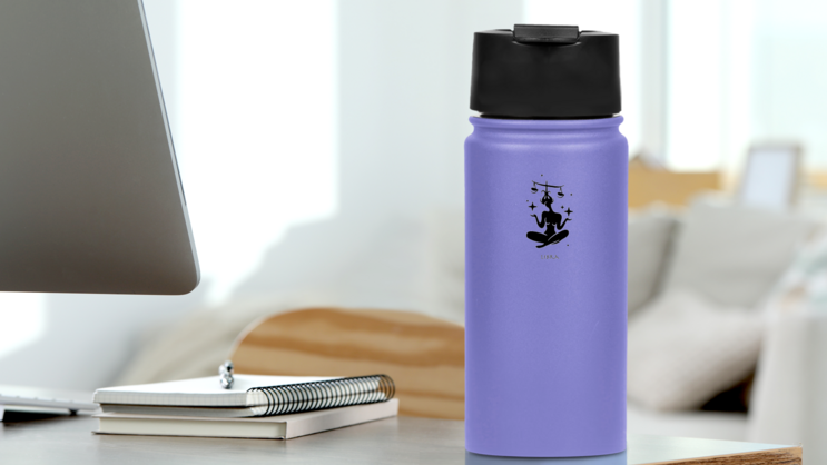Zodiac Libra Celestial Woman Sticker on a Water Bottle (New) example