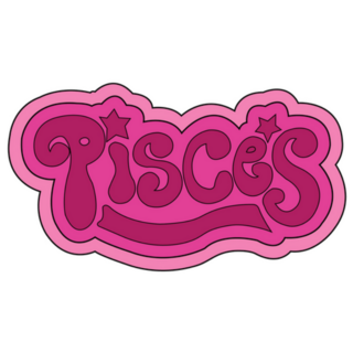 Zodiac Pisces Pink Star Lettering Sticker