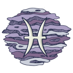 Zodiac Pisces Purple Illustration Sticker