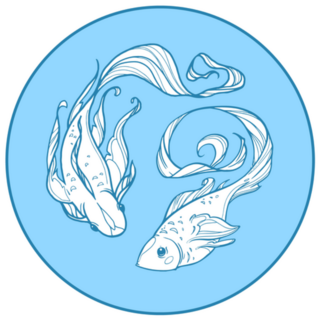 Zodiac Pisces Sign On Blue Sticker