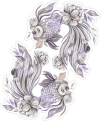 Zodiac Pisces With Flowers Sticker