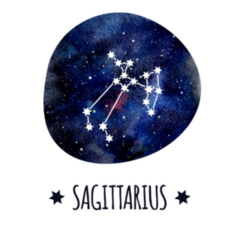 Zodiac Sagittarius Watercolor Illustration Lettering Sticker