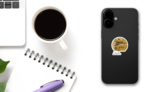 Zodiac Scorpio Boho Magical Lettering Sticker on a Phone (New) example
