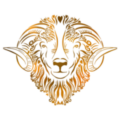 Zodiac Sign - Aries Ram In Gold Sticker