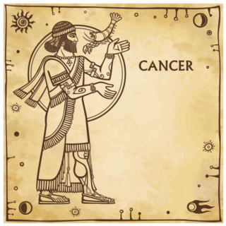  Zodiac Sign Cancer Drawing Sumerian Art Sticker