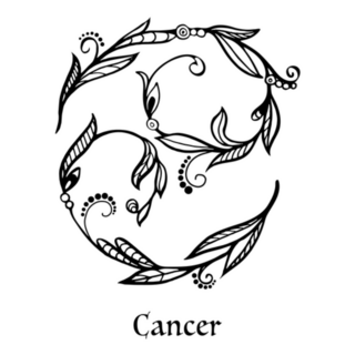 Zodiac Sign Cancer Floral Pattern Sticker