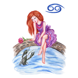 Zodiac Sign Cancer Girl On The Bridge Sticker