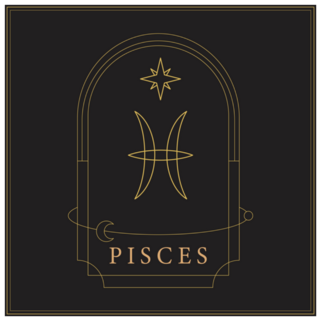 Zodiac Sign Illustration Pisces On Black Sticker