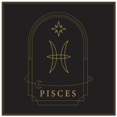 Zodiac Sign Illustration Pisces On Black Sticker