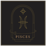 Zodiac Sign Illustration Pisces On Black Sticker