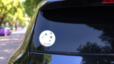 Zodiac Sign Libra Teal Constellation Sticker on a Rear Car Window (New) example