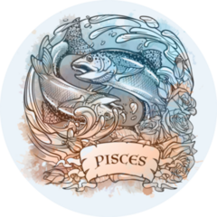 Zodiac Sign Of Pisces Intricate Drawing On Watercolor Sticker