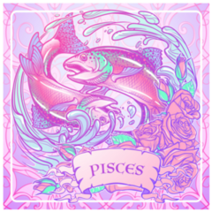 Zodiac Sign - Pisces Decorative Frame Of Roses Sticker