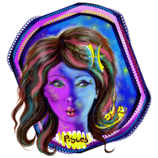 Zodiac Sign Pisces Digital Painting Sticker