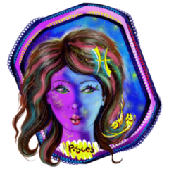 Zodiac Sign Pisces Digital Painting Sticker