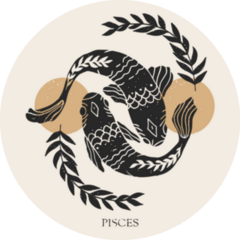 Zodiac Sign Pisces Fish In Boho Style Trendy Sticker