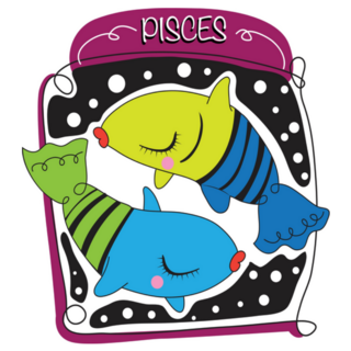 Zodiac Sign Pisces Fun Cartoon Sticker