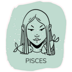 Zodiac Sign Pisces Girl On Green Sticker