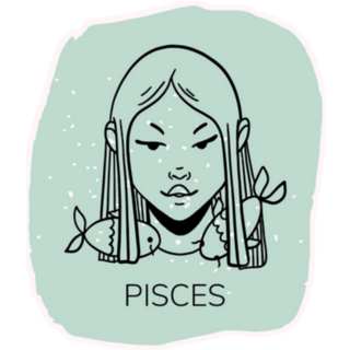 Zodiac Sign Pisces Girl On Green Sticker