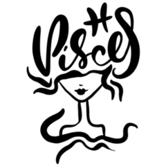 Zodiac Sign Pisces Girl Sketch Sticker