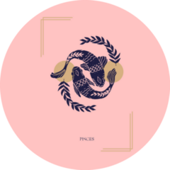 Zodiac Sign Pisces In Boho Style On Pink Sticker