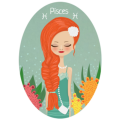 Zodiac Sign Pisces Oval Sticker