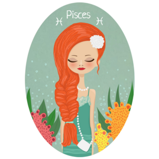Zodiac Sign Pisces Oval Sticker
