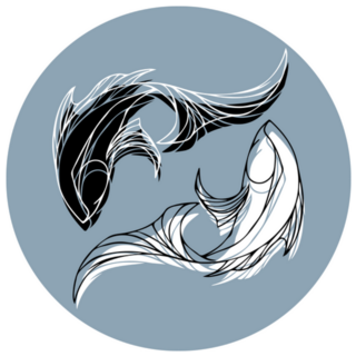 Zodiac Sign Pisces. Two Fish In A Circle Sticker