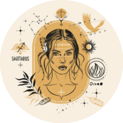 Zodiac Sign Sagittarius Element Fire With Girl Sticker 