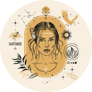Zodiac Sign Sagittarius Element Fire With Girl Sticker 