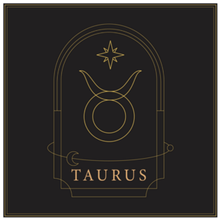 Zodiac Sign Taurus Gold Line On Black Sticker 