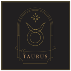 Zodiac Sign Taurus Gold Line On Black Sticker 